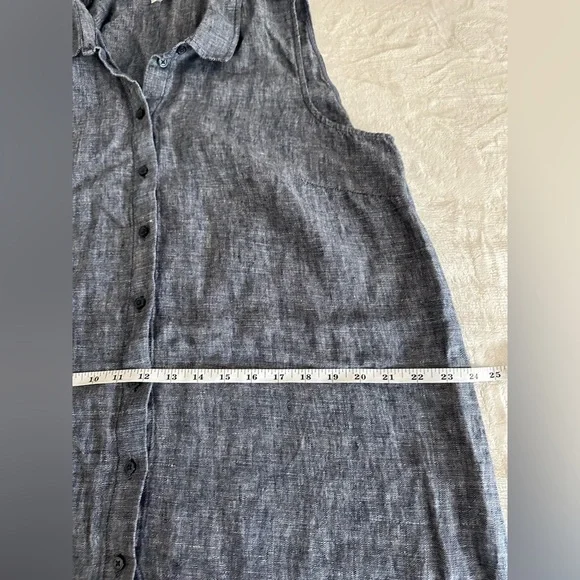 Garnet Hill Blue Linen Sleeveless Button Down Shirt Dress Women’s Size 18 - Picture 9 of 10